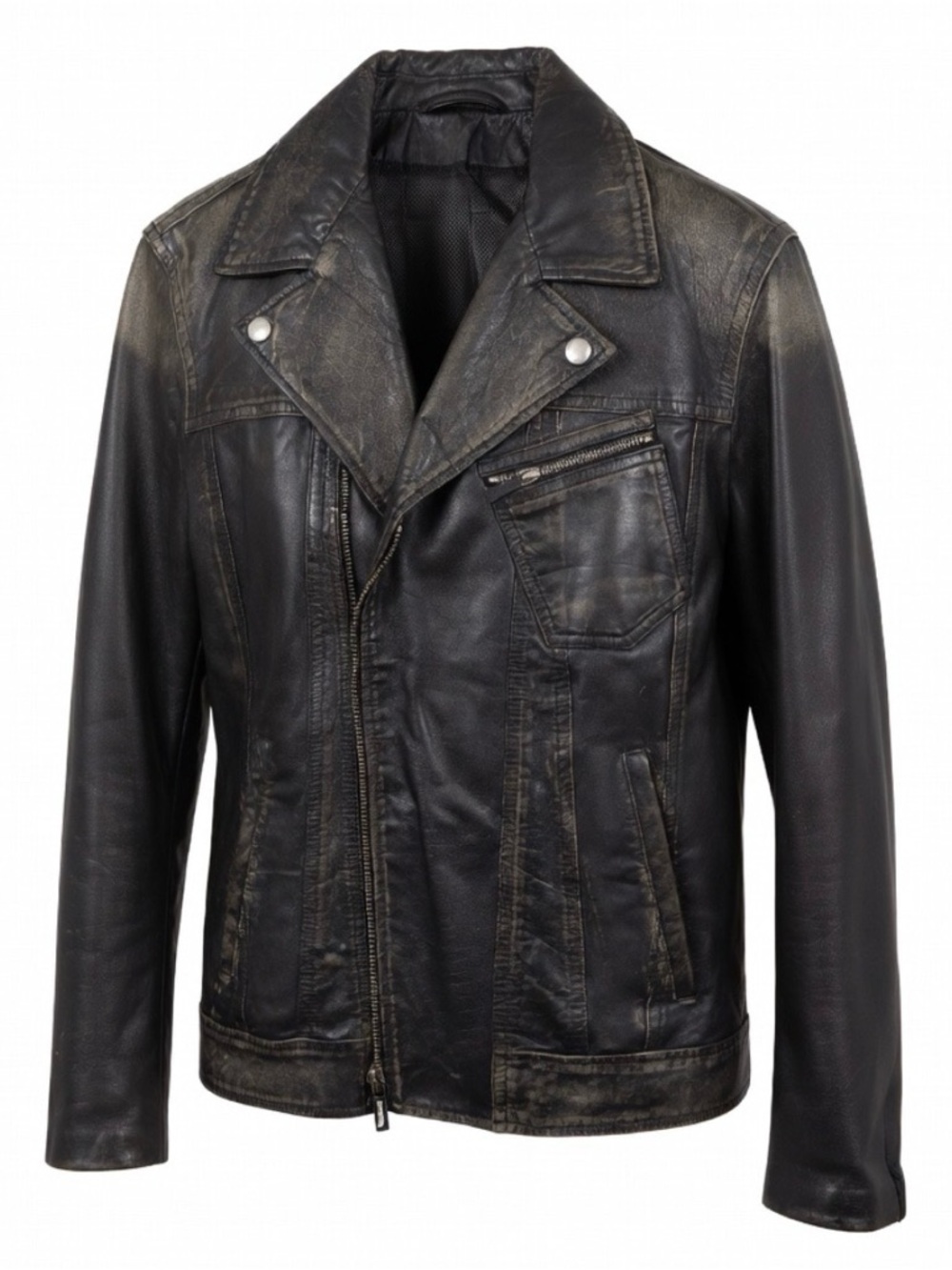 Just Cavalli Moto style distressed leather Jacket - Mens - Size 50 (L)